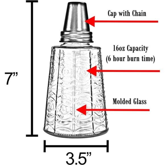 Citronella Table Top Torches for Outdoor Patio, 16oz Decorative Glass Torch - Picture 4 of 7